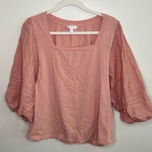 Lauren Conrad light pink big sleeve square neck top